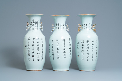 Drie Chinese famille rose vazen, 19/20e eeuw