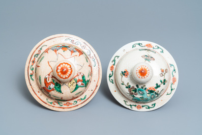 Three Chinese Nanking famille rose and verte crackle-glazed vases, 19/20th C.