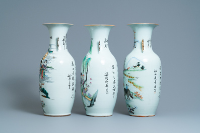 Drie Chinese famille rose vazen, 19/20e eeuw