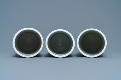 Three Chinese famille rose hat stands, 19/20th C.