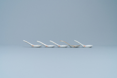 Eleven Chinese famille rose, blue and white and monochrome spoons, 19/20th C.