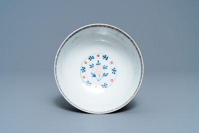 A Chinese famille verte bowl and an iron-red dish, Kangxi