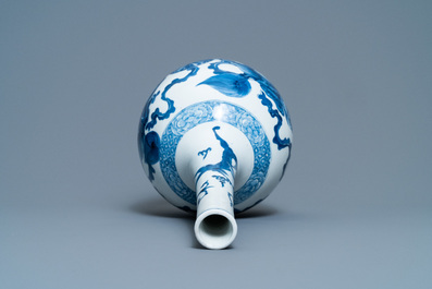 A Chinese blue and white 'Buddhist lions' bottle vase, Kangxi