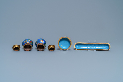 A Chinese cloisonn&eacute; desk set, 19th C.