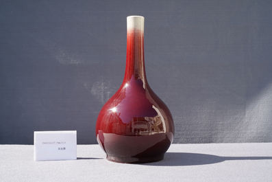 A Chinese monochrome langyao-glazed bottle vase, Qianlong