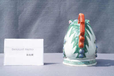 A Chinese famille rose 'Buddhist lion' ewer, Qianlong/Jiaqing