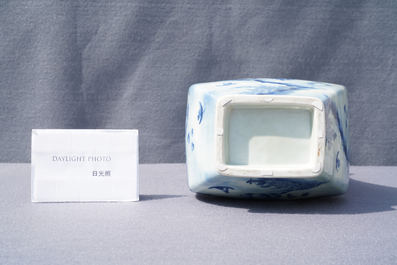 A Chinese blue and white vase with elephant handles, Qianlong