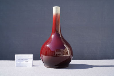 A Chinese monochrome langyao-glazed bottle vase, Qianlong