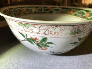 A Chinese famille verte bowl with floral design, Kangxi