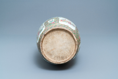 A large Chinese Canton famille rose vase, 19th C.