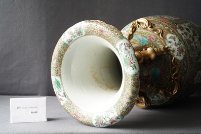 A large Chinese Canton famille rose vase, 19th C.