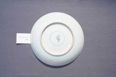 A Chinese famille verte 'cranes' dish, Kangxi