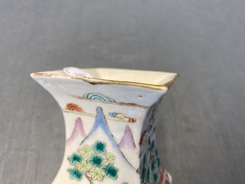 A Chinese square famille rose vase, 19th C.