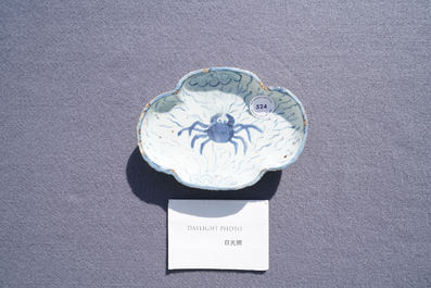 A Chinese blue and white ko-sometsuke 'crab' dish for the Japanese market, Tianqi