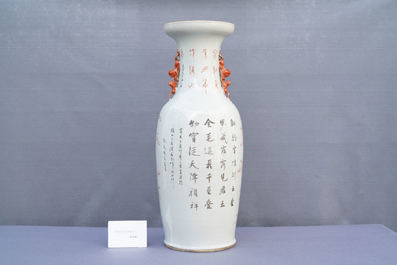 Een Chinese ijzerrode vaas met boeddhistische leeuwen, 19e eeuw