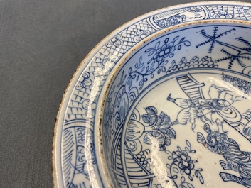 A Chinese blue and white 'tiger' basin, Jiaqing