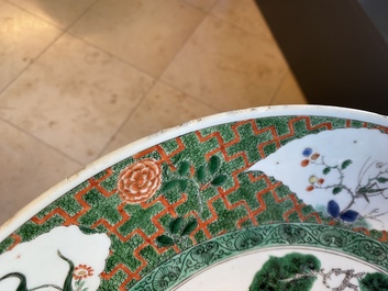 A Chinese famille verte 'cranes' dish, Kangxi