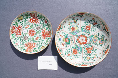 Vier Chinese famille verte schotels, Kangxi