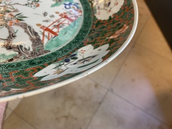 A Chinese famille verte 'cranes' dish, Kangxi