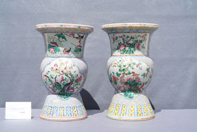 A pair of Chinese famille rose spittoons for the Straits or Peranakan market, 19th C.
