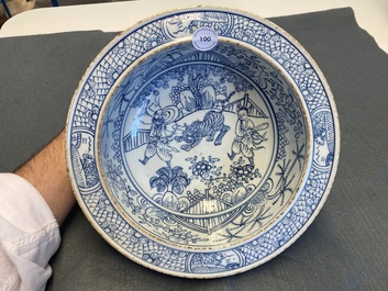 A Chinese blue and white 'tiger' basin, Jiaqing