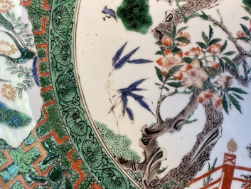 A Chinese famille verte 'cranes' dish, Kangxi