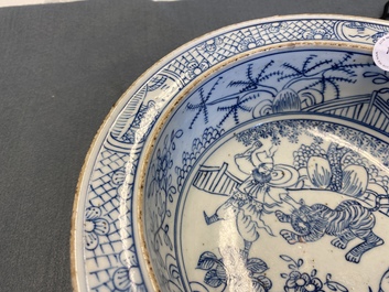 A Chinese blue and white 'tiger' basin, Jiaqing