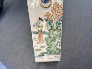 A Chinese square famille rose vase, 19th C.