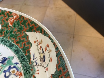 A Chinese famille verte 'cranes' dish, Kangxi
