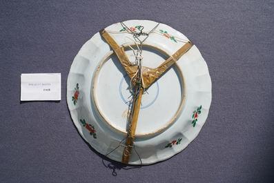 A Chinese famille verte 'flower basket' dish, Kangxi