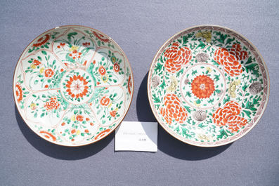 Vier Chinese famille verte schotels, Kangxi