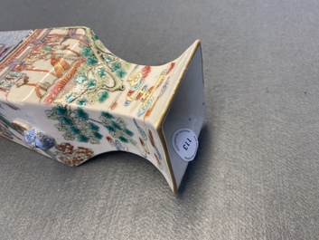A Chinese square famille rose vase, 19th C.