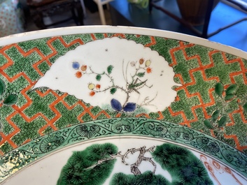 A Chinese famille verte 'cranes' dish, Kangxi