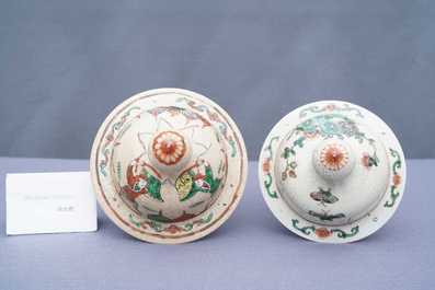 Three Chinese Nanking famille rose and verte crackle-glazed vases, 19/20th C.
