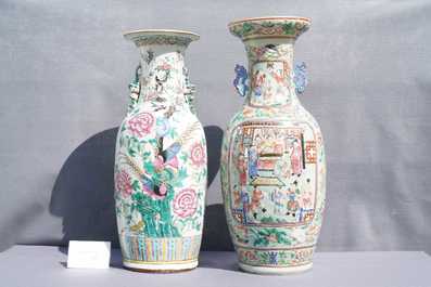 Drie Chinese famille rose vazen, 19e eeuw