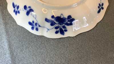 Six Chinese blue and white cups and saucers, Kangxi