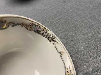 Six fine Chinese famille rose 'Mandarin' cups and saucers, Qianlong