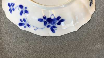 Six Chinese blue and white cups and saucers, Kangxi
