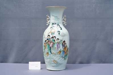 Three Chinese famille rose vases, 19th C.