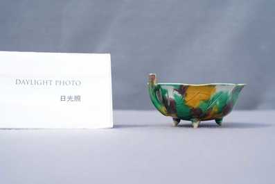 A Chinese 'egg and spinach'-glazed 'crab in lotus' water dropper, Kangxi