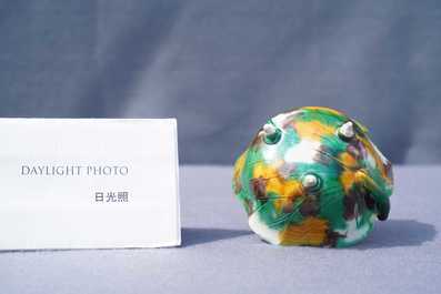 A Chinese 'egg and spinach'-glazed 'crab in lotus' water dropper, Kangxi