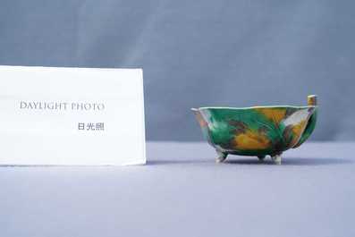 A Chinese 'egg and spinach'-glazed 'crab in lotus' water dropper, Kangxi