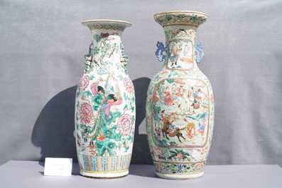 Drie Chinese famille rose vazen, 19e eeuw
