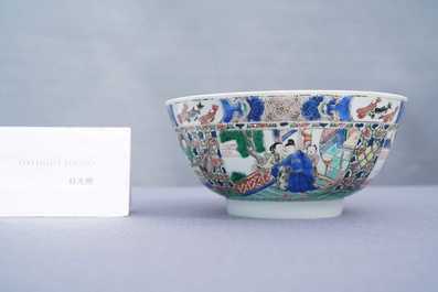 Een Chinese famille verte 'Xi Xiang Ji' kom, Kangxi