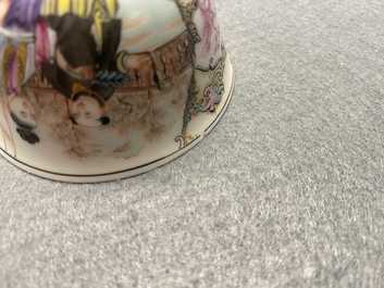 Six fine Chinese famille rose 'Mandarin' cups and saucers, Qianlong
