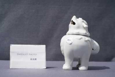 A Chinese Dehua blanc de Chine 'luduan' censer, 19th C.