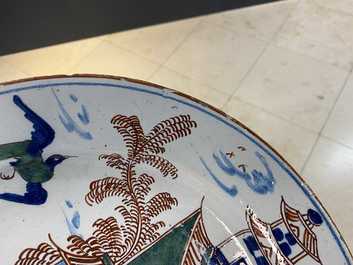 Een Delftse kasjmier palet schotel, 18e eeuw