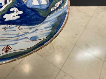 Een Delftse kasjmier palet schotel, 18e eeuw