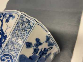 A Chinese square blue and white bowl, Chenghua mark, Kangxi