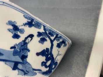 A Chinese square blue and white bowl, Chenghua mark, Kangxi